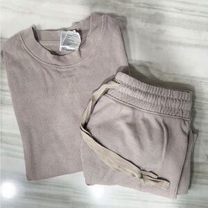 H&M Beige Waffle Knit Pajama Set Size Small